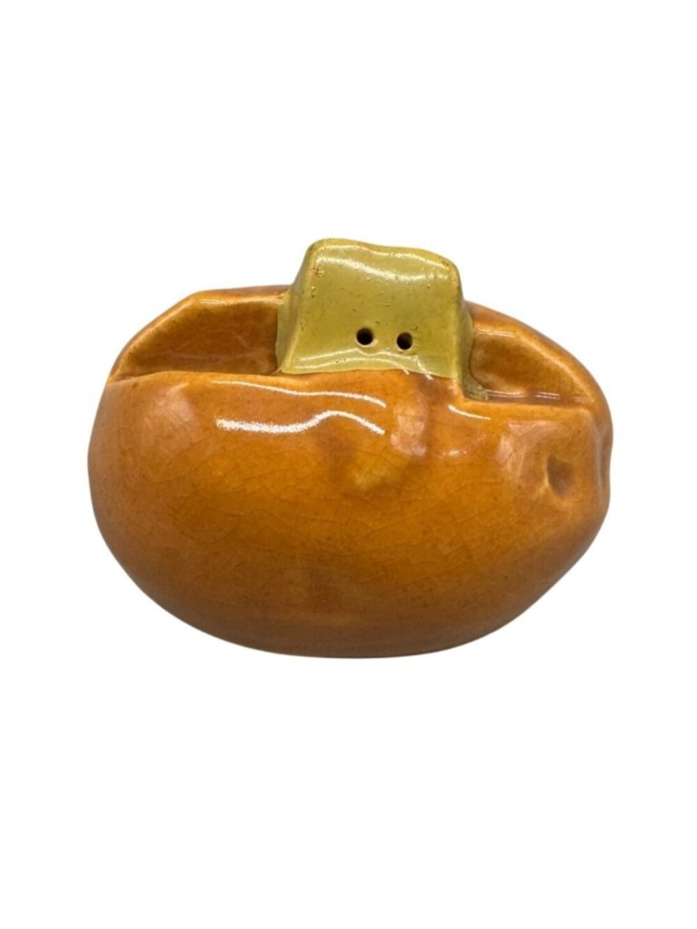 Vintage Ceramic Persimmon-Shaped Salt & Pepper Shaker 3" READ